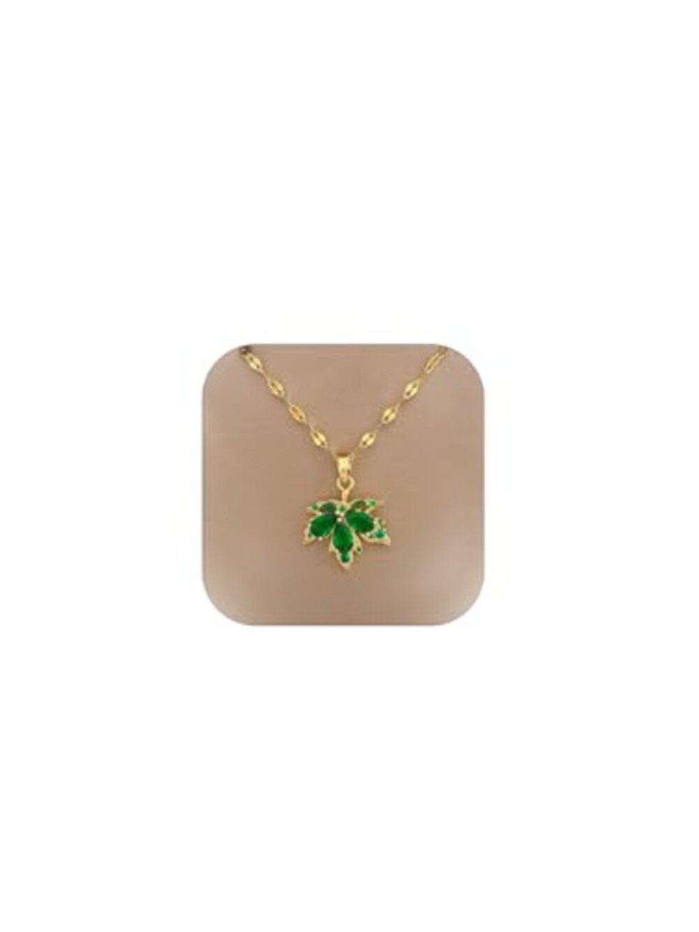 Gold Plated Maple Leaf Pendant Necklace Stainless Steel Adjustable Chain